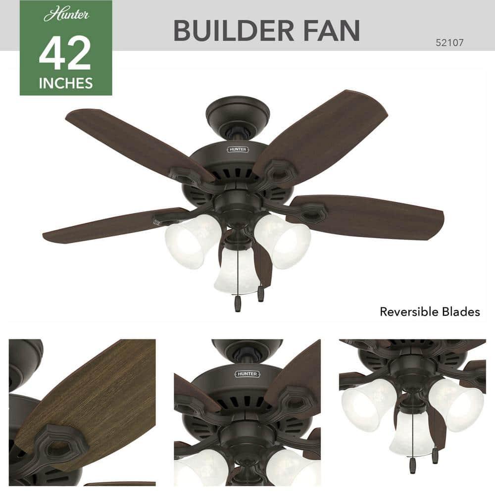 42" Builder 5 - Blade Standard Ceiling Fan with Pull Chain and Light Kit Included