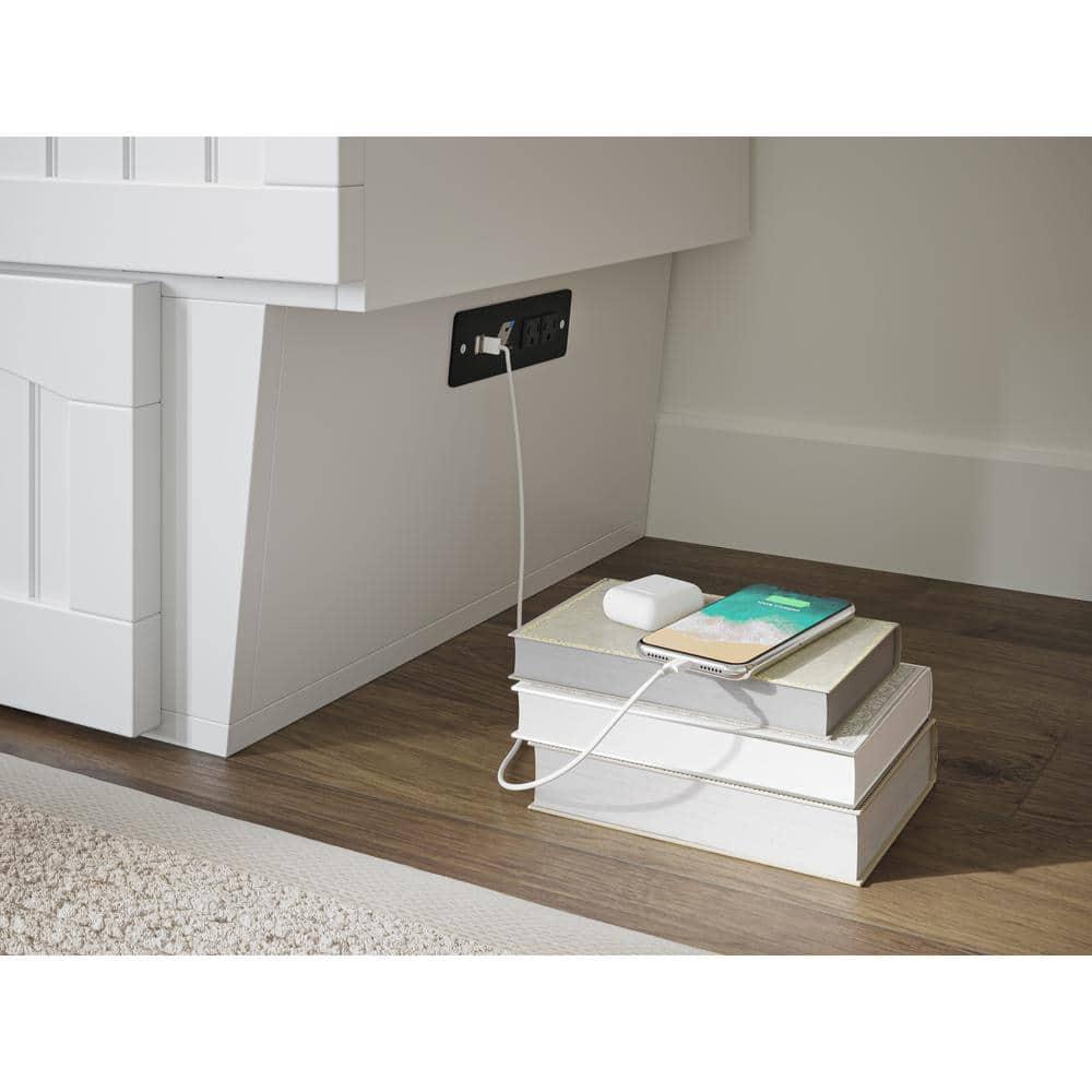 Queen Nantucket Murphy Bed Chest USB Turbo Charger White - AFI