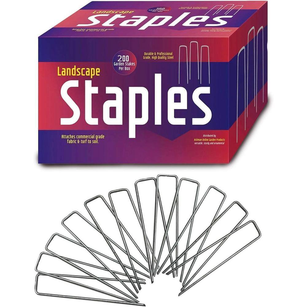 Ashman Online, Garden Landscape Staples Ground Stakes Pins, Silver Color, SOD Staples, 200 Count Heavy Duty & Anti Rust