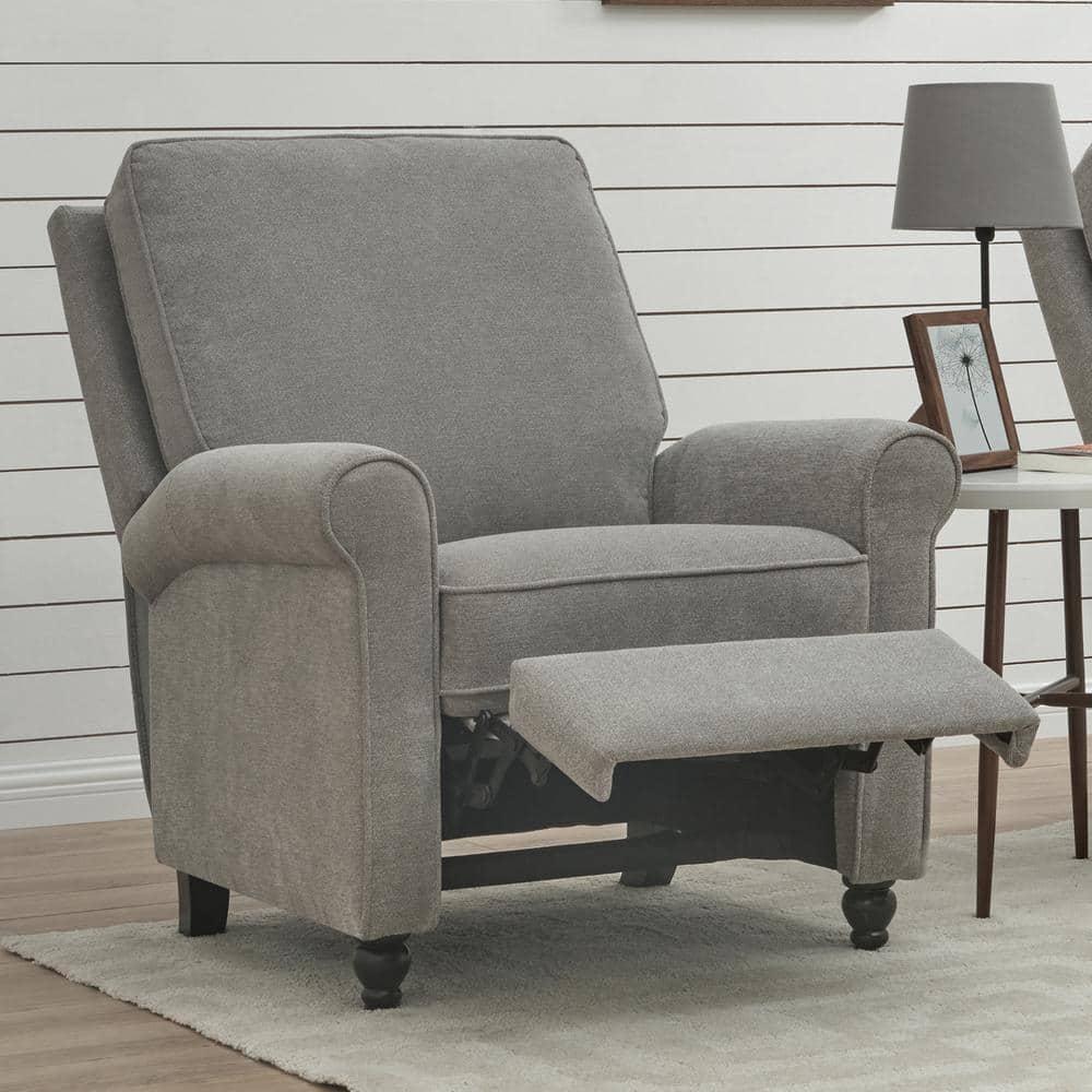 Homesvale Lincoln Push Back Recliner Chair, Gray Chenille