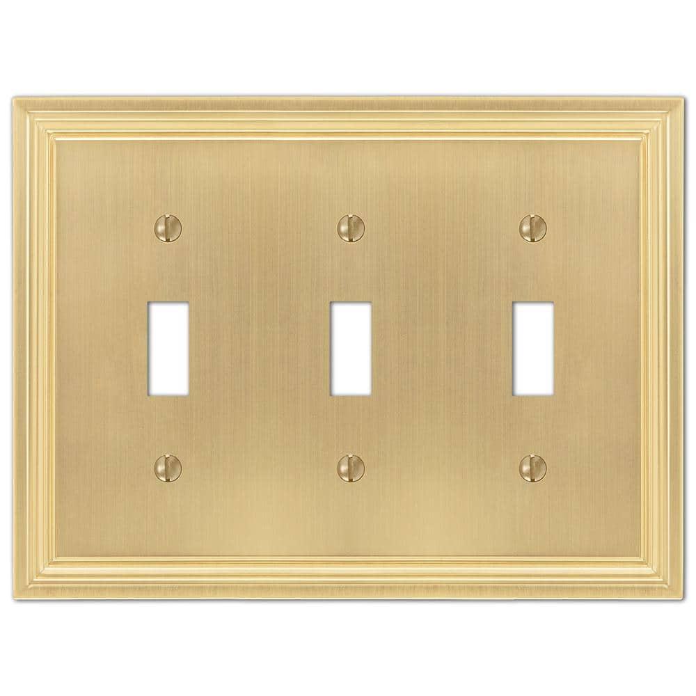 Amerelle 98TTTSB Daltry Wallplate, 3 Toggle, Cast Metal, Satin Brass, 1-Pack