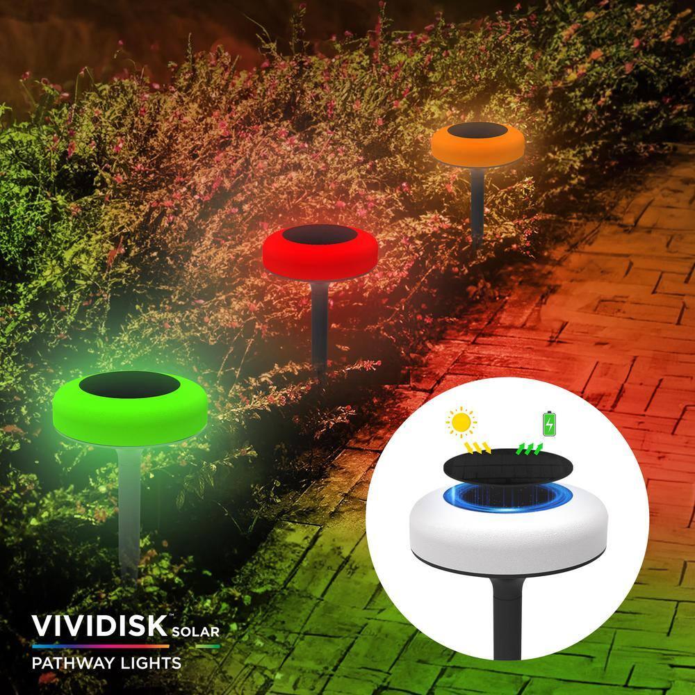 Bell + Howell Bell+Howell Color Changing Outdoor Solar Powered Garden Disk Lights, Wireless Auto On/off Lights (Set of 8)