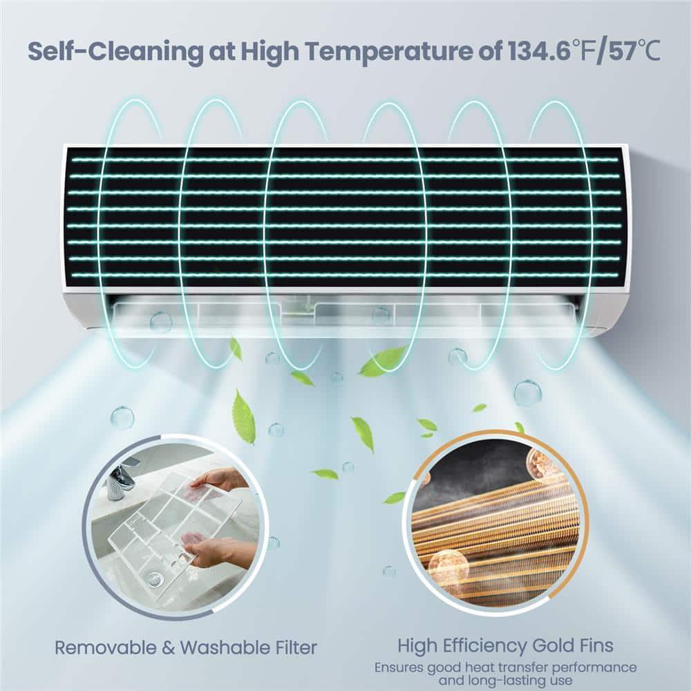 Costway 12000 BTU Mini Split Air Conditioner & Heater Ductless 17 SEER2 750 Sq. Ft