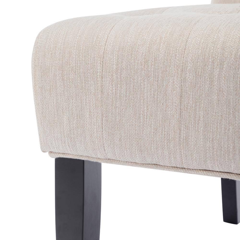 Noble House Loverin Fabric Tufted Slipper Chairs, Set of 2, Beige and Matte Black