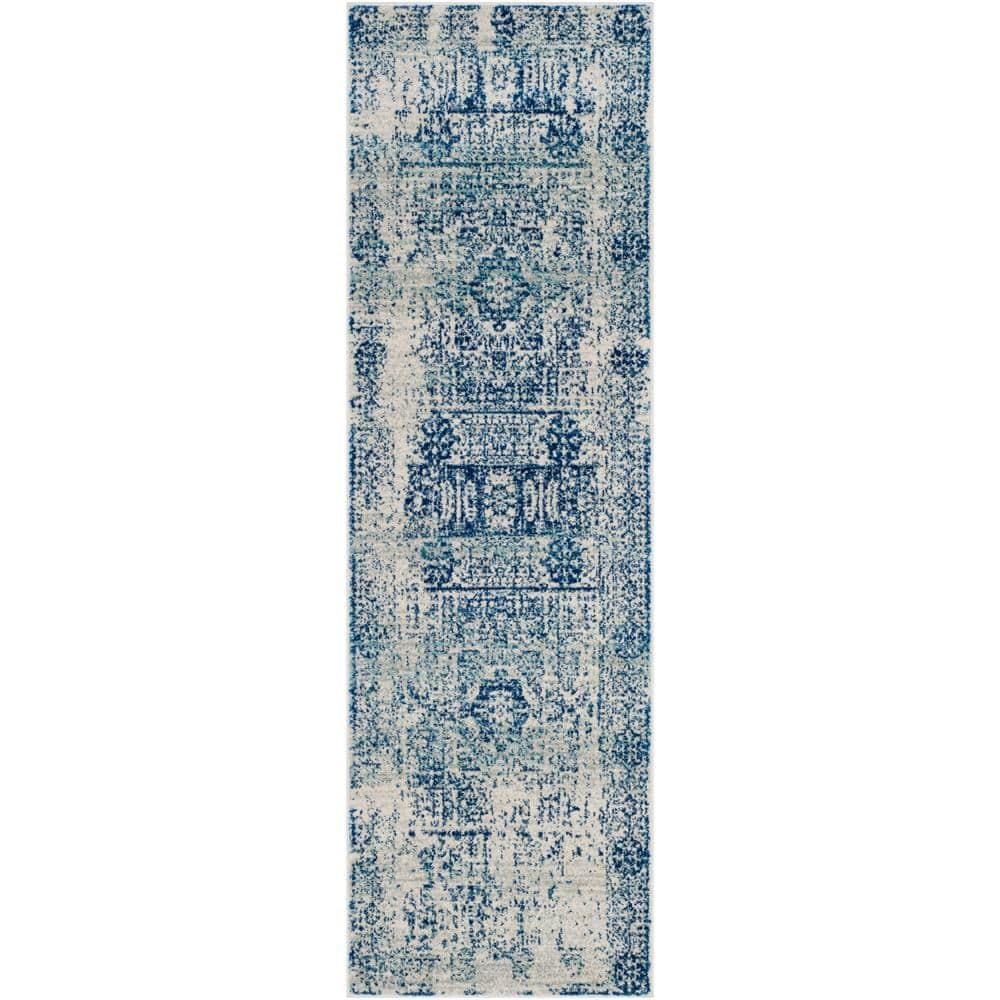 Evoke EVK260 Power Loomed Accent Rug - Ivory/Blue - 2'2"x5' - Safavieh.