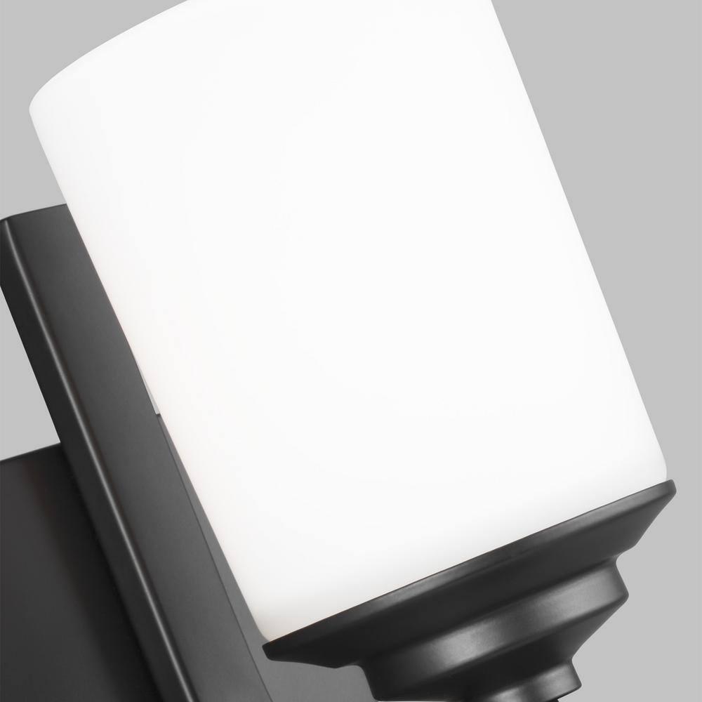 Midnight Black LED Wall Sconce with Etched Glass Shade