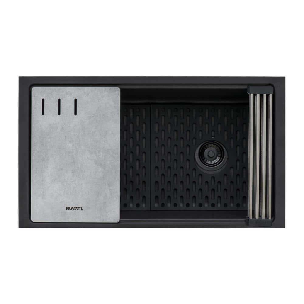 Ruvati 33-inch Undermount Workstation Granite Composite Kitchen Sink