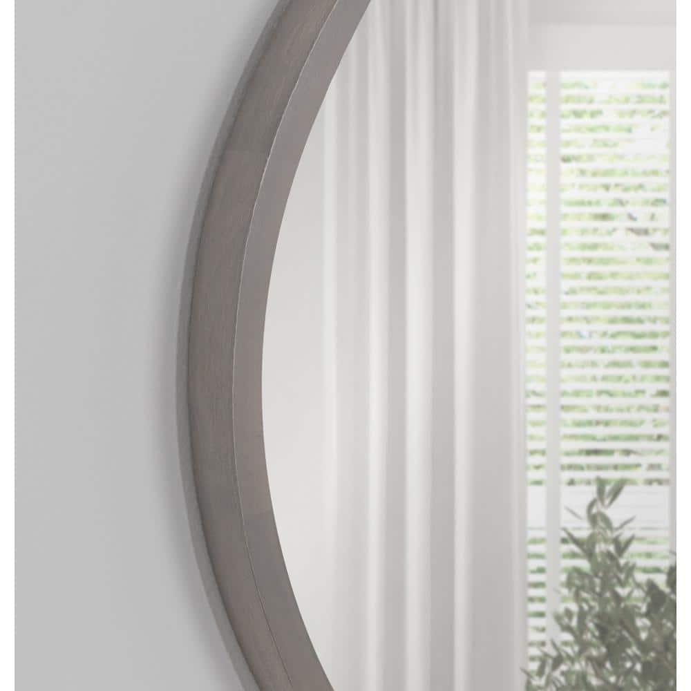 Kate and Laurel Valenti Farmhouse Round Wall Mirror, 28 Inch Diameter, Gray, Decorative Circle Mirror