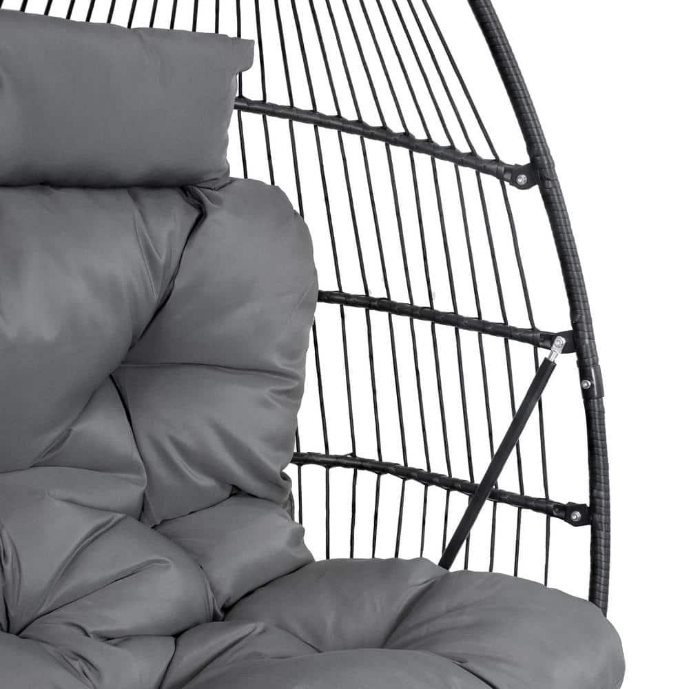Sunnydaze Outdoor Andrei Hanging Double Egg Chair with Cushion and Headrests - Dark Gray
