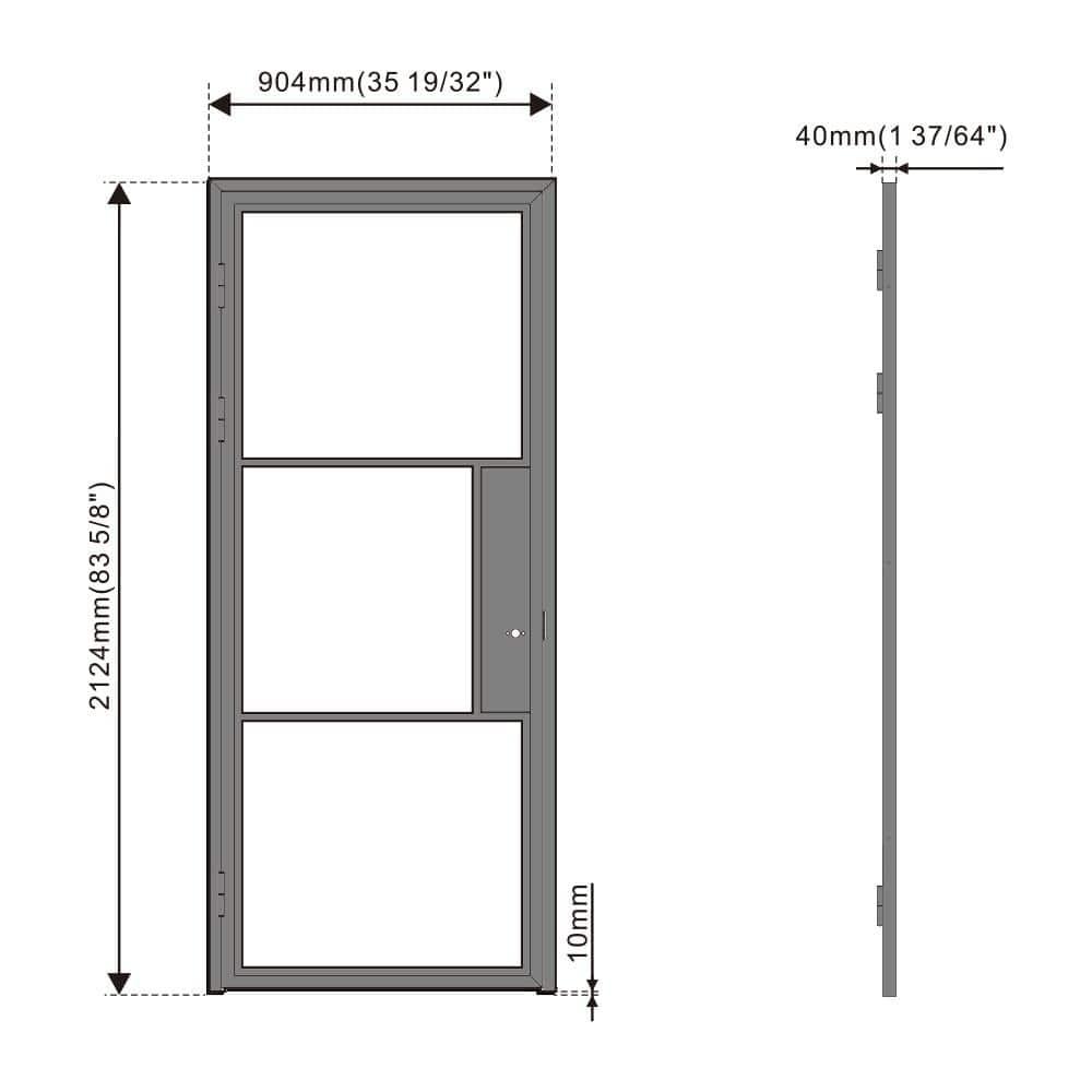 36'' x 84'' Hollow Glass Prehung Door