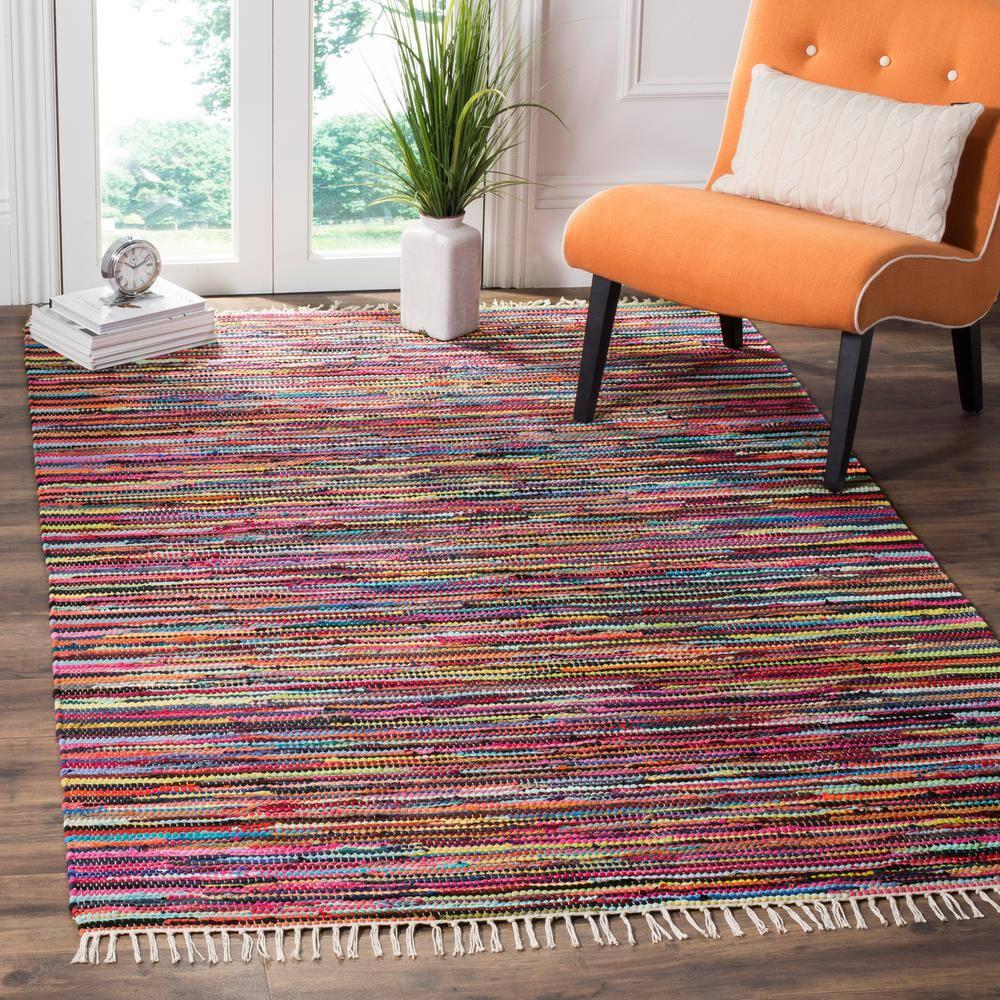 Rag Area Rug RAR128 Hand Woven Area Rug - Multi - 8'x10' - Safavieh.
