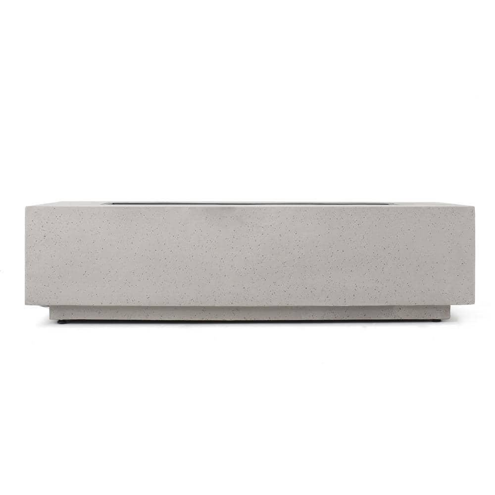 Mayfair Lightweight Concrete Outdoor 50,000 BTU Rectangular Fire Pit (No Tank Holder), Light Gray