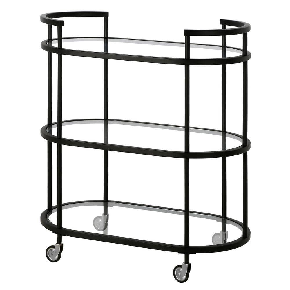 Henn&Hart 30" Blackened Bronze Metal/Glass Bar Cart