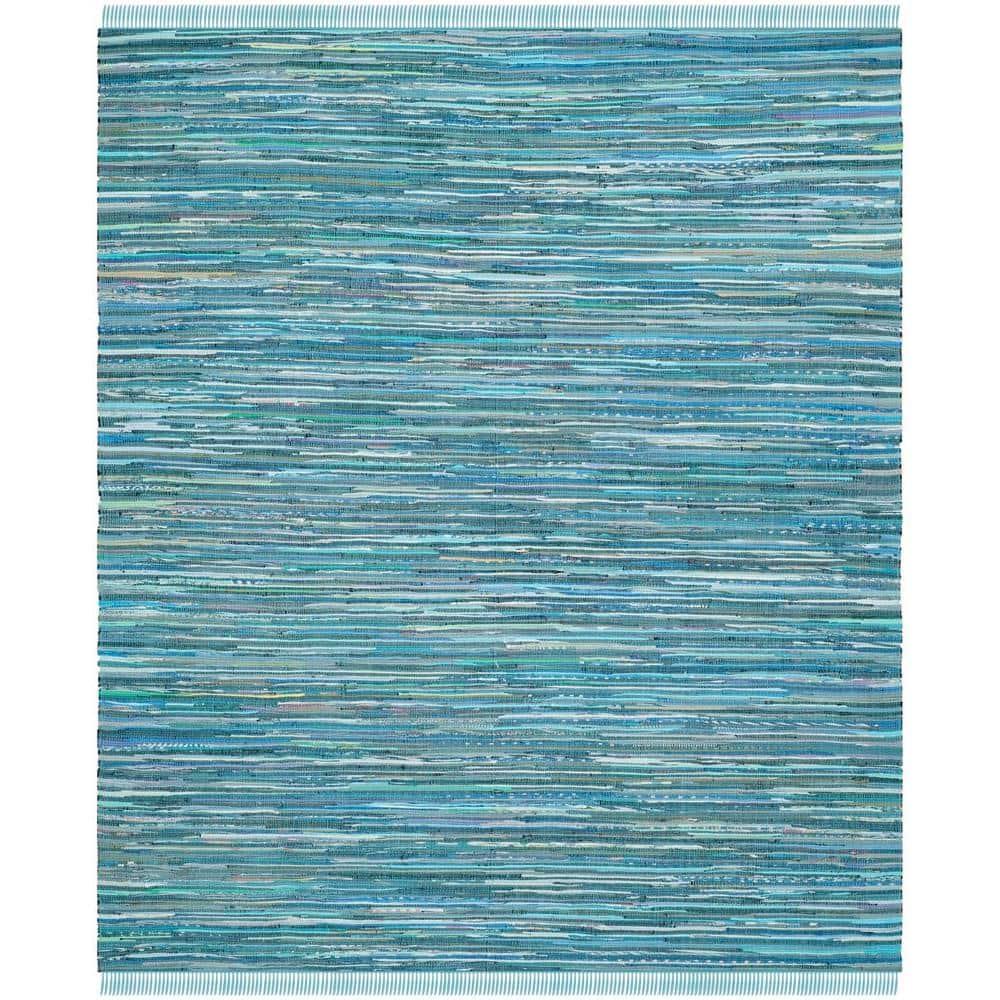 SAFAVIEH Rag Robynne Striped Cotton Area Rug, Blue/Multi, 10' x 14'