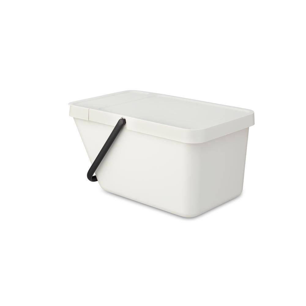 Light Gray Stackable Plastic Recycling Bin with Carry Handle