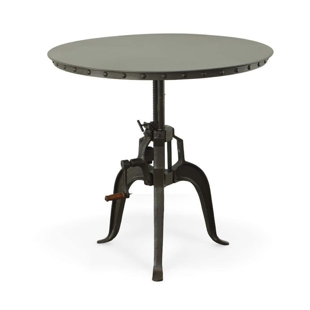 Carolina Living Mundra Adjustable Crank Dining Table: Industrial Style, 30"-36" Height, Metal Frame, Seats 4