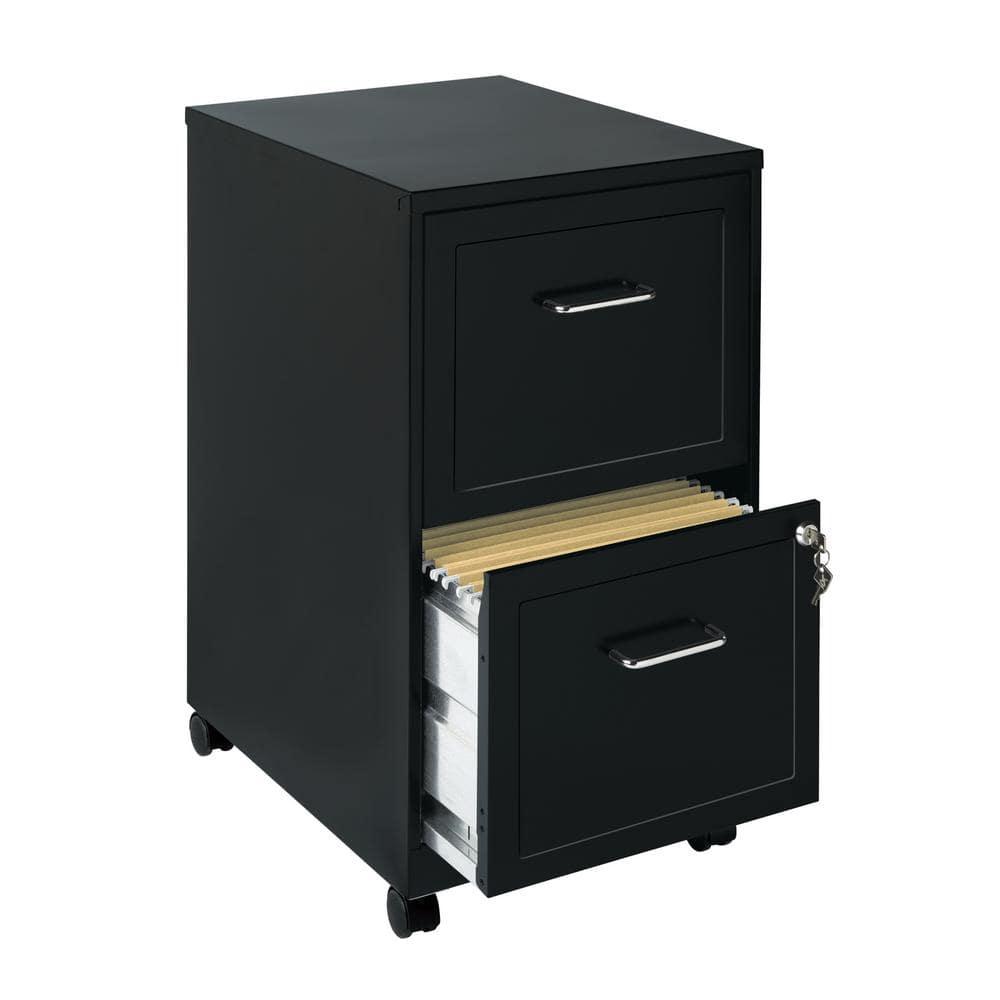 Hirsh Industries Space Solutions File Cabinet on Wheels 2 Drawer - Black: Steel Vertical Storage, Office Supplies, 26.7" Height