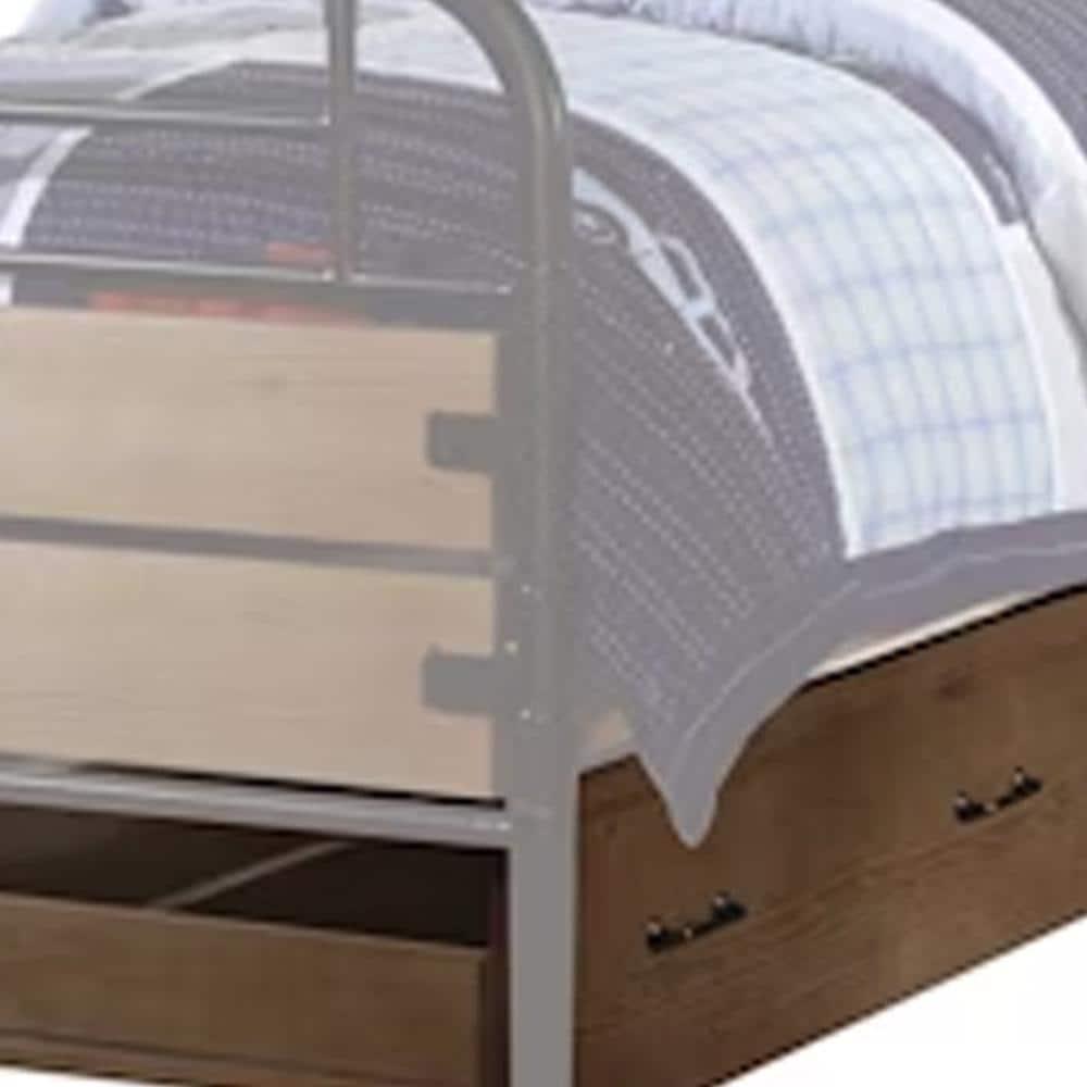 Antique Oak Twin Trundle Bed with Drawer and Wood Frame