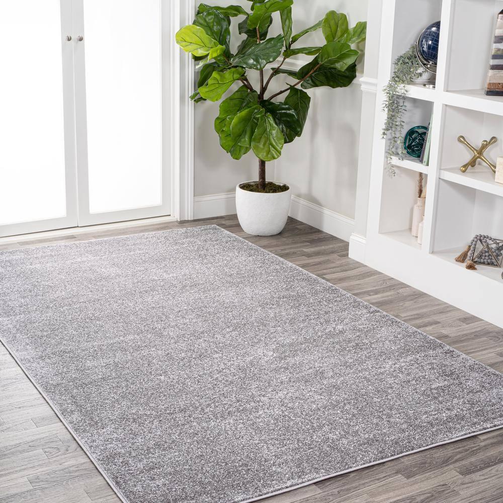 10' X 14' Rectangle Haze Solid Low-Pile Area Rug , Gray - JONATHAN Y