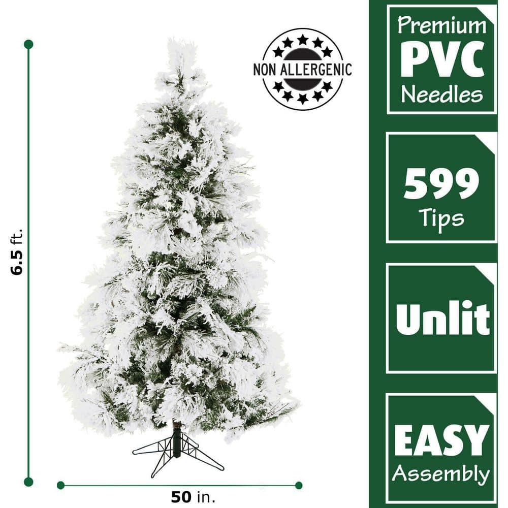 Fraser Hill Farm Flocked Snowy Pine Artificial Christmas Tree