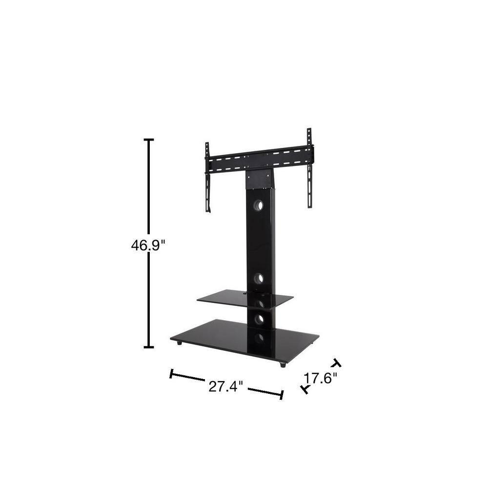 Lesina Gloss Black Tempered Glass Corner TV Stand with Cabinet
