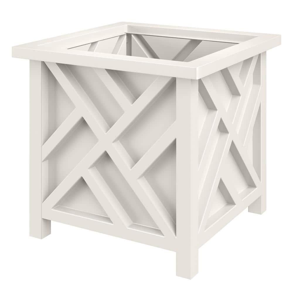 Pure Garden 15.5" Lattice Planter Box, White