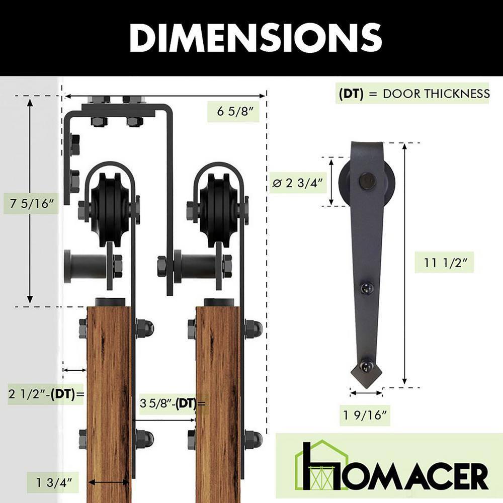 Homacer Black Rustic Arrow Design Double Track Bypass Two Door Hardware Kit( Door Not Included)