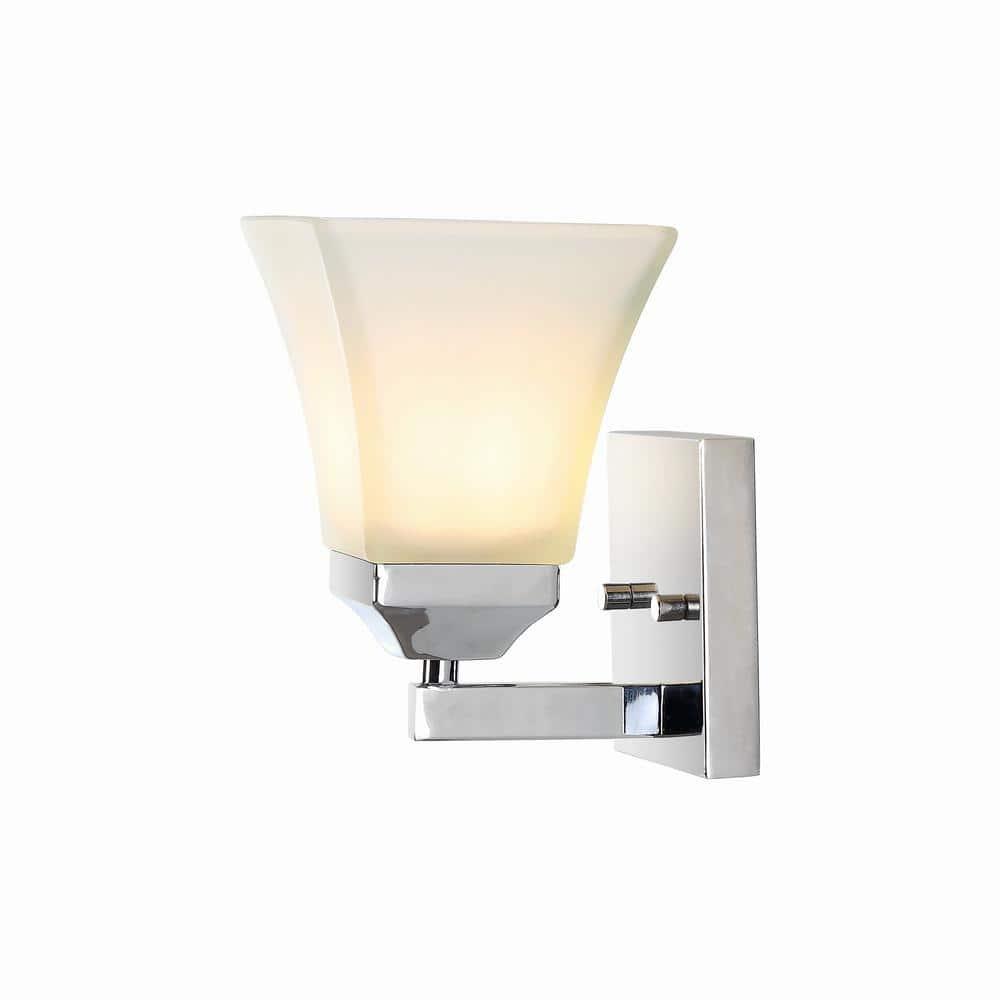 Staunton Chrome Polished 7.75" LED Vanity Light with Frosted Glass Shade