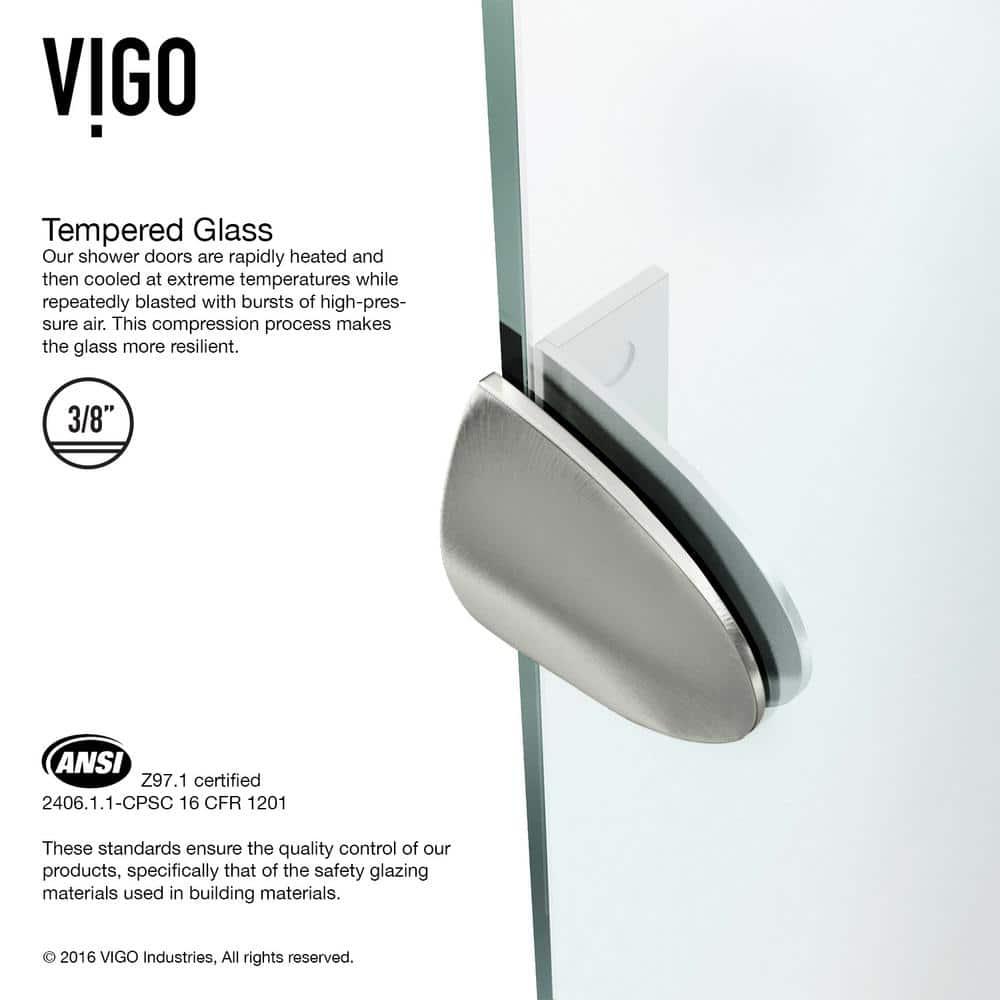 VIGO Verona 38" W x 38" D x 77" H Hinged Frameless Shower Enclosure with 3/8  Clear Glass&Base VG6061CHCL38WS