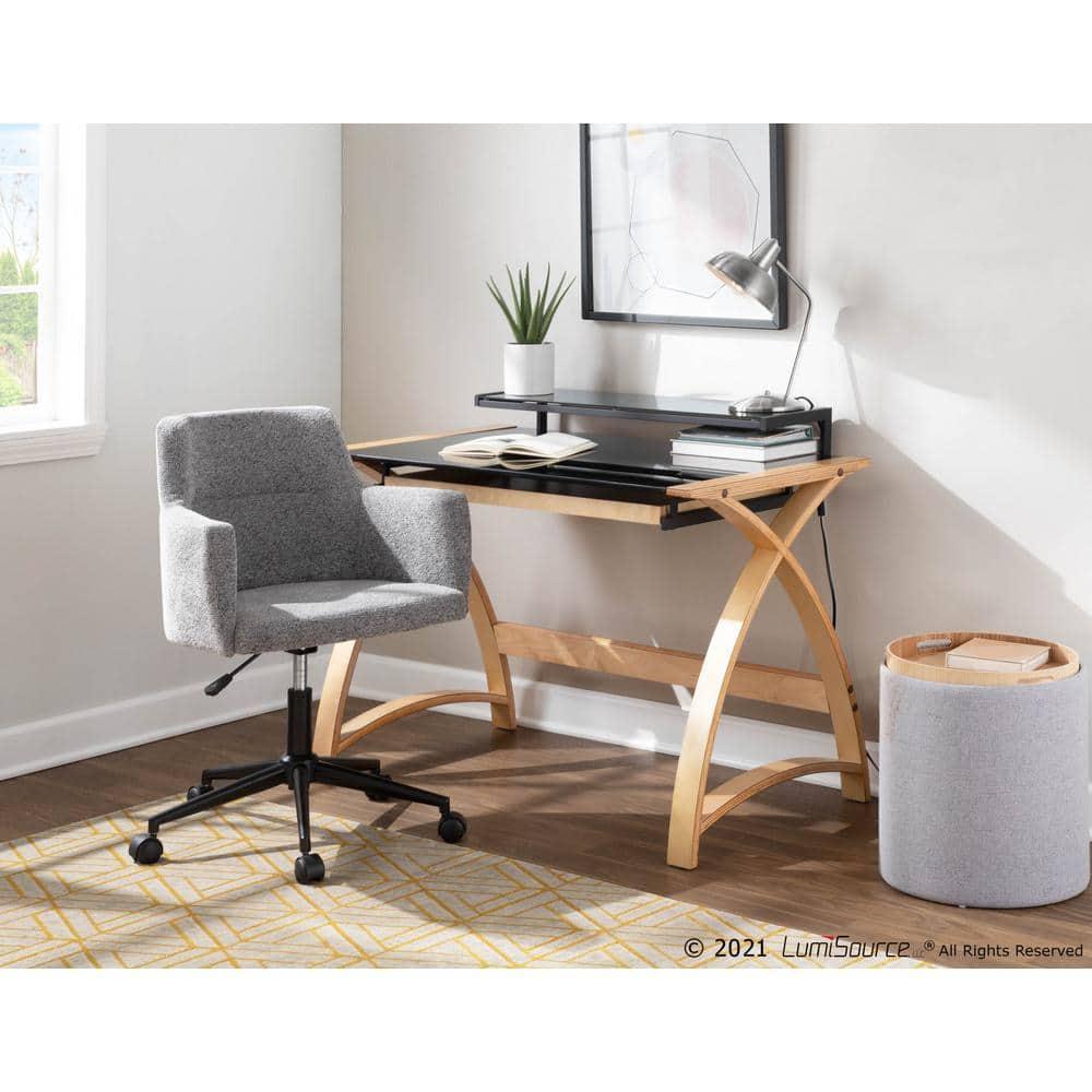 Set of 2 Tray Nesting Ottomans Polyester/Wood Gray/Natural - LumiSource: Space-Saving, No Assembly Required