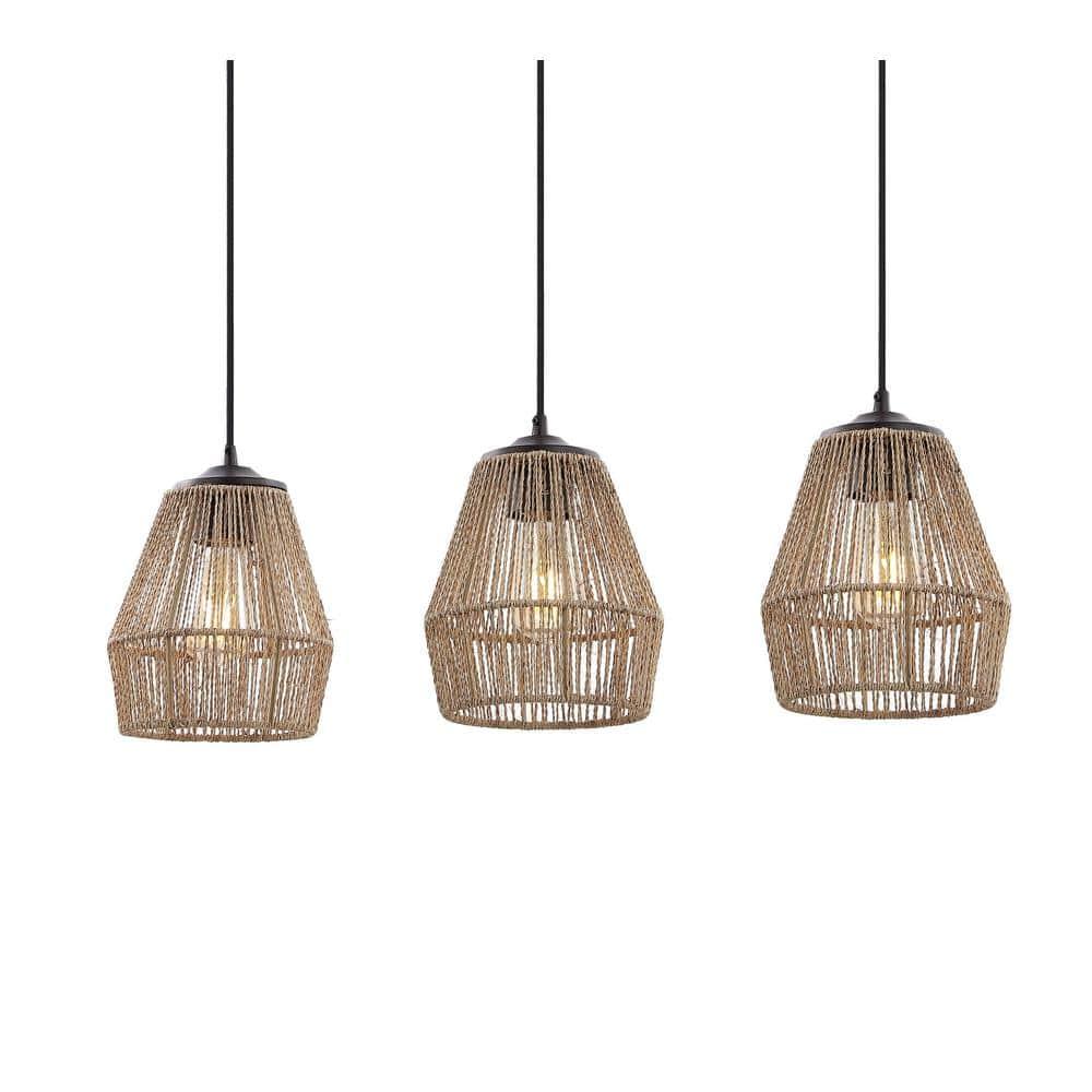 Jonathan Y Ibiza Island Seagrassmetal Bohemian Coastal Led Pendant