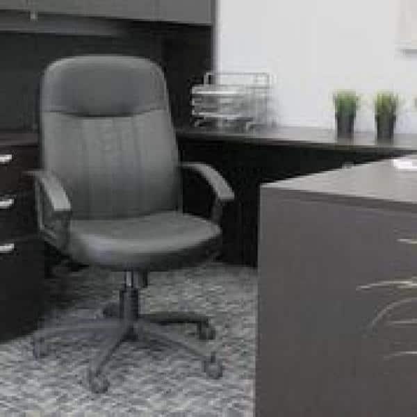 Executive Leather Budget Chair Black - Boss Office Products: Swivel, Lumbar Support, 250lb Capacity