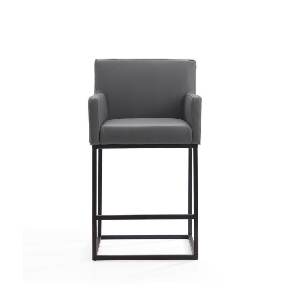Ambassador Metal Counter Height Barstool Gray - Manhattan Comfort: Upholstered, Fixed Height, Footrest