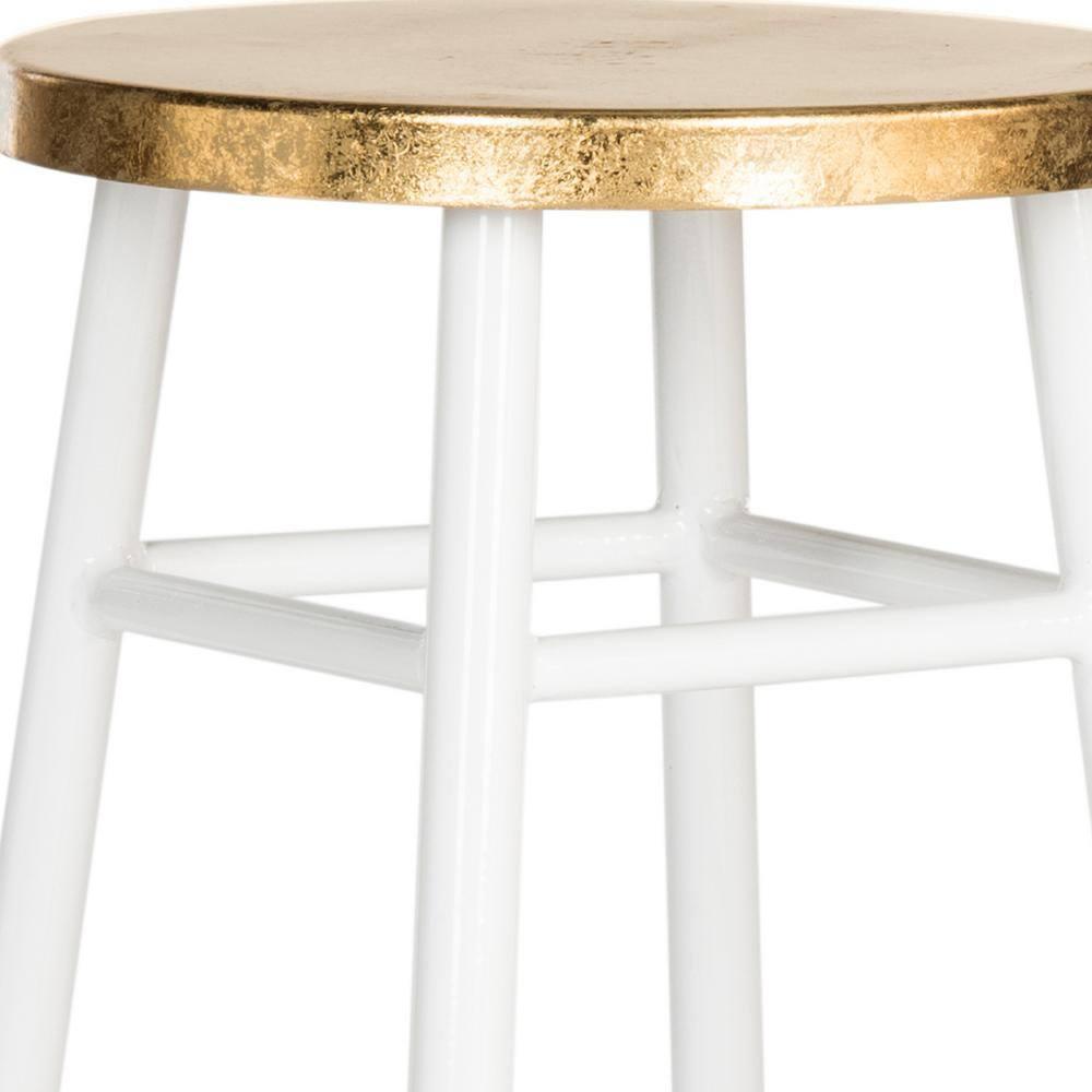 Emery Dipped Gold Leaf Counter Stool - FOX3231 - White/Gold - Safavieh Couture