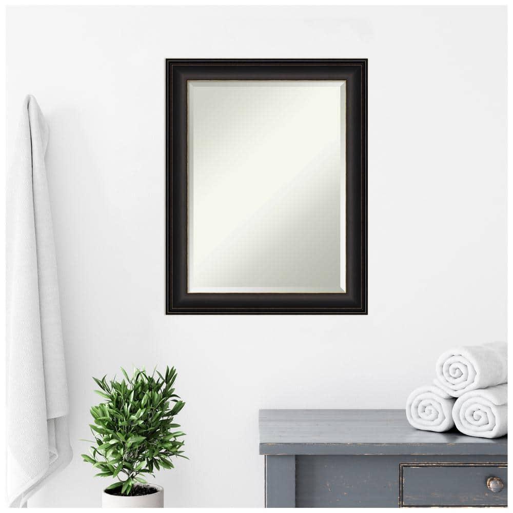 22" x 28" Trio Oil Rubbed Framed Bathroom Vanity Wall Mirror Bronze - Amanti Art: Modern Rectangle, Beveled Glass, Wall Mount