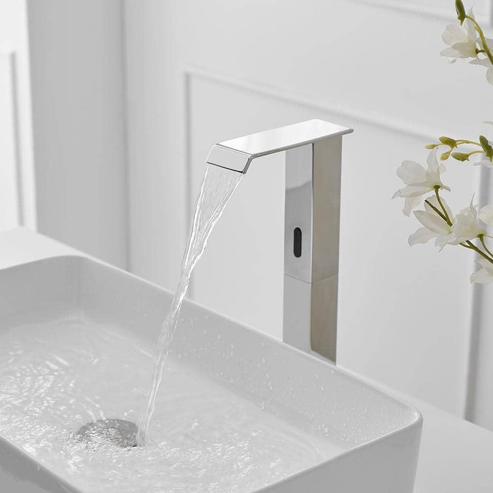 BWE DC Automatic Sensor Touchless Vessel Sink Faucet Single Hole Bathroom Faucet with Pop Up Drain