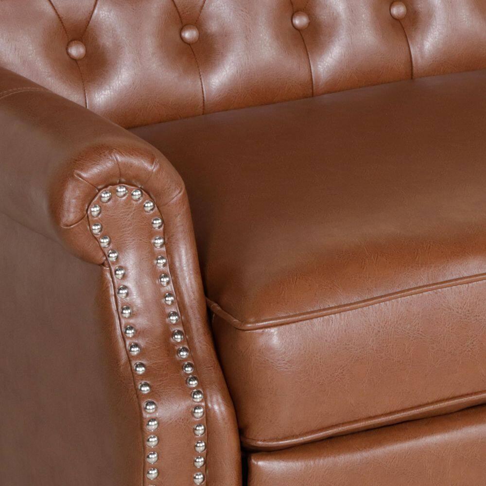 Noble House Dero Faux Leather Tufted Oversized Recliner, Cognac Brown and Espresso