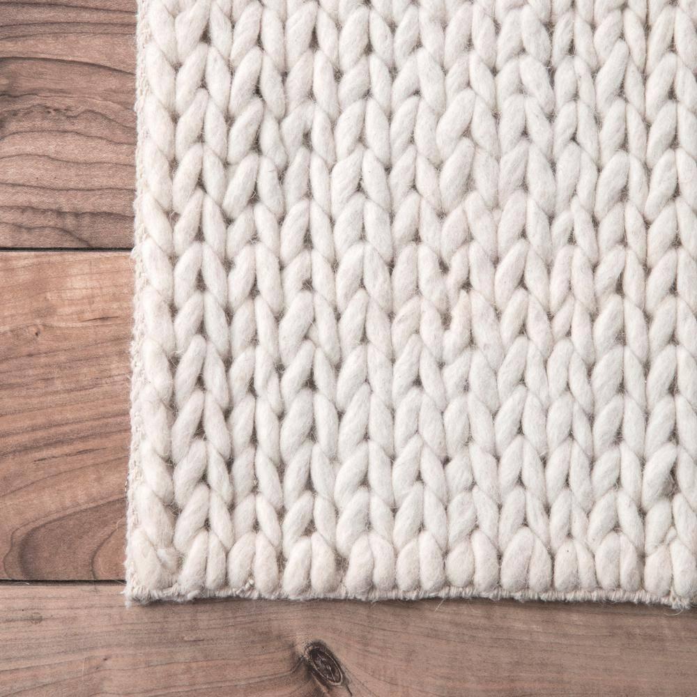 nuLOOM Penelope Braided Wool Off White 6' Farmhouse Square Rug