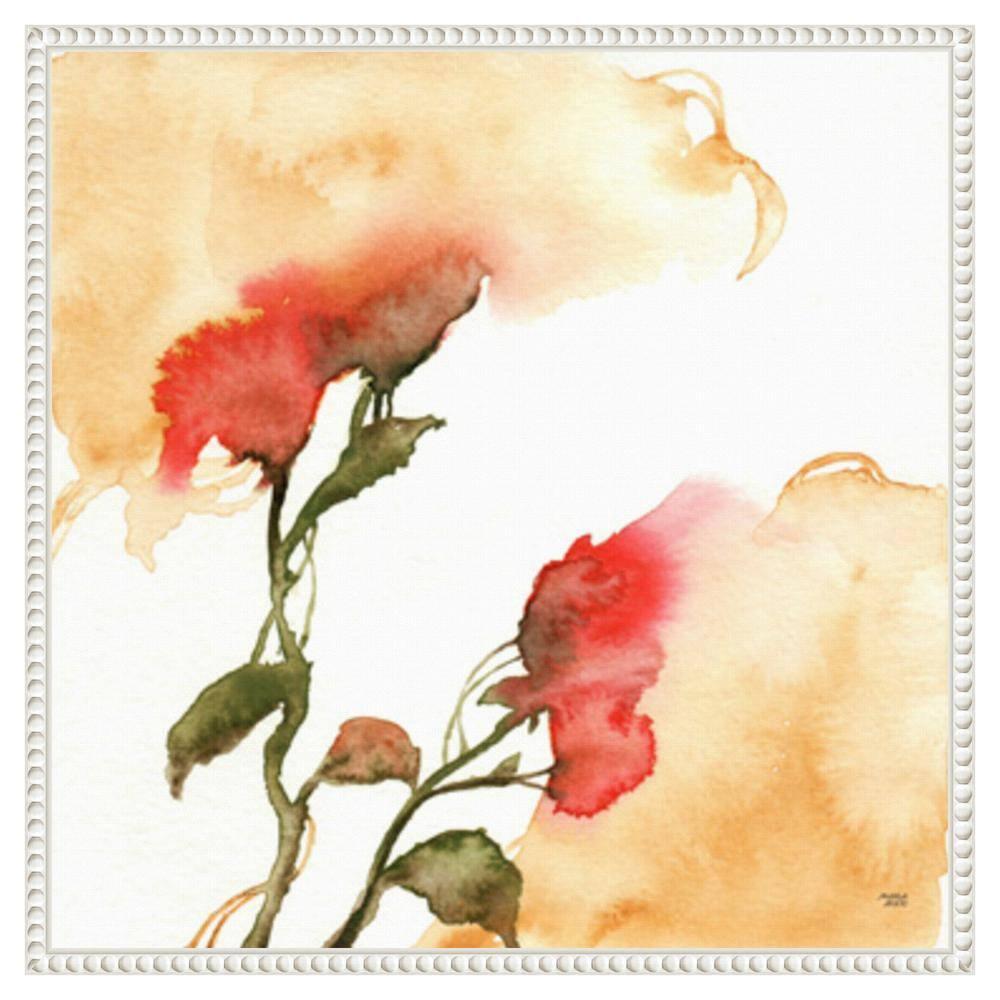 Amanti Art 22"x22" Watercolor Floral Yellow and Red II by Andrea Bijou Framed Canvas Wall Art Print