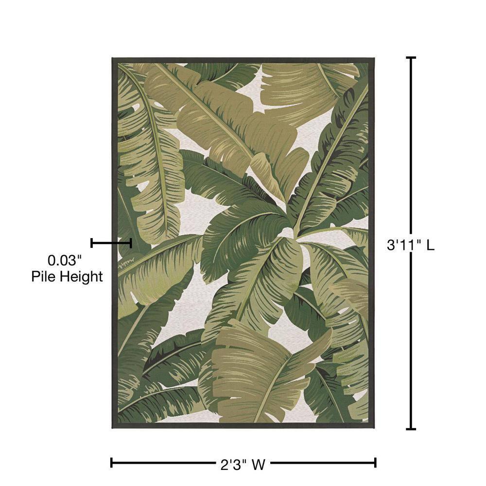 Couristan Dolce 2 x 3 (ft) Loomed Polypropylene Hunter Green-Ivory Rectangular Indoor/Outdoor Floral/Botanical Area rug