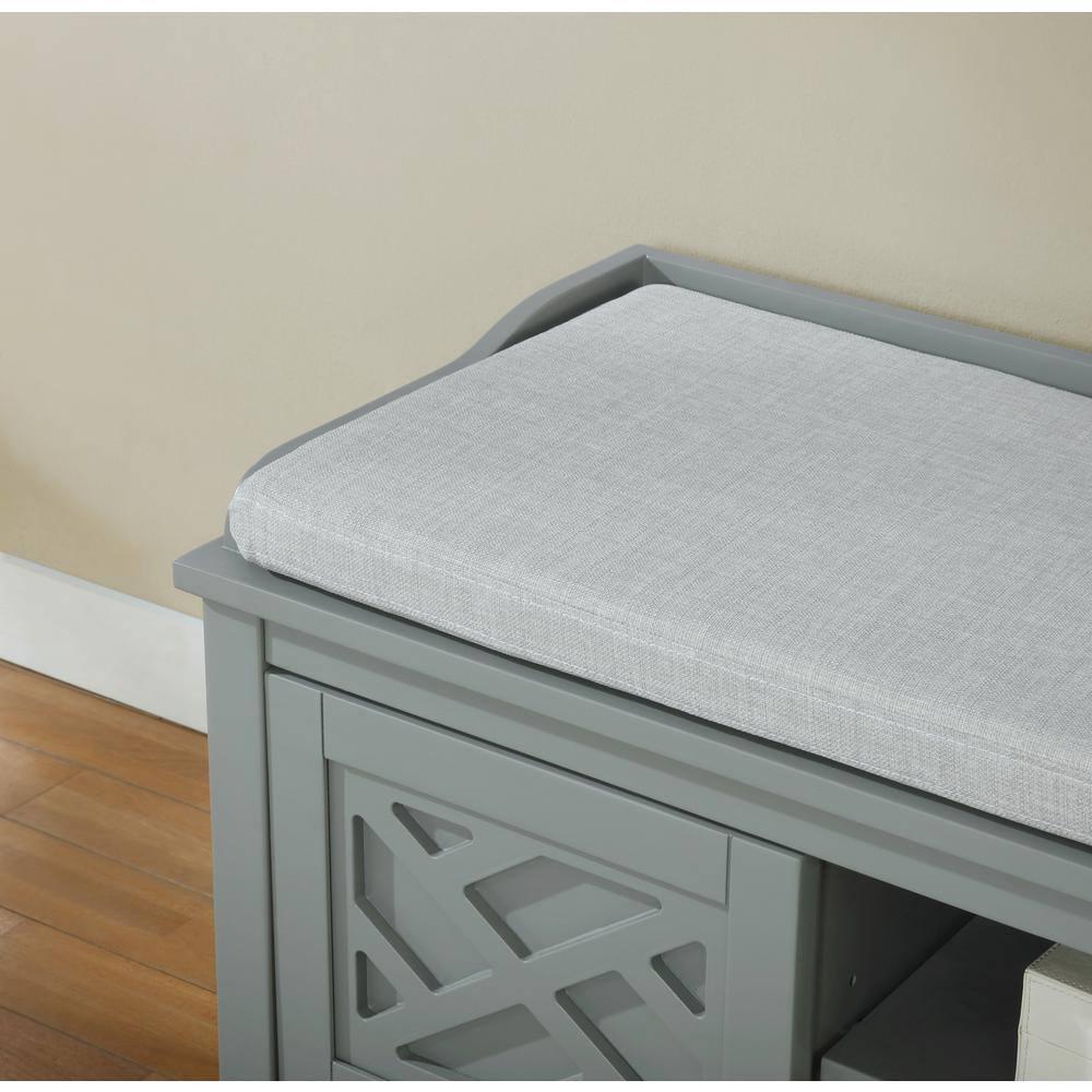 Alaterre Furniture Coventry 45 in. Pine Wood Storage Bench with Cushion, Entryway Organization & Decoration, 3 Adjustable/Removable Cubbies, Gray