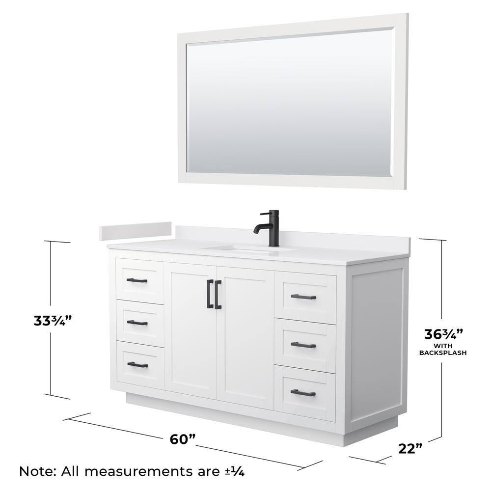 Wyndham Collection Miranda 60" Freestanding Single Bathroom Vanity with Cultured Marble Top with 58" Mirror