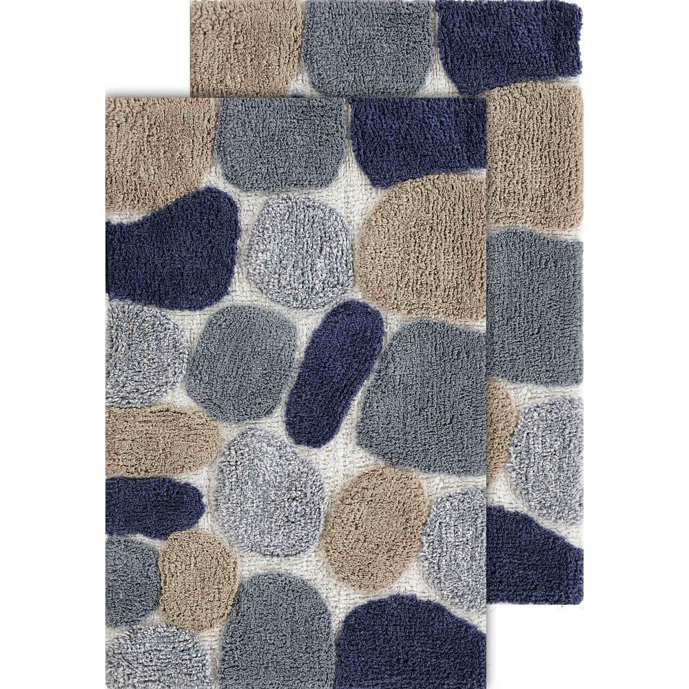 2pc 32"x20" Pebbles Bath Rug Set Gray/Blue - Chesapeake Merchandising