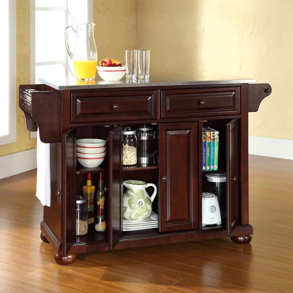 Crosley Furniture Alexandria Wood Kitchen Island in Mahogany