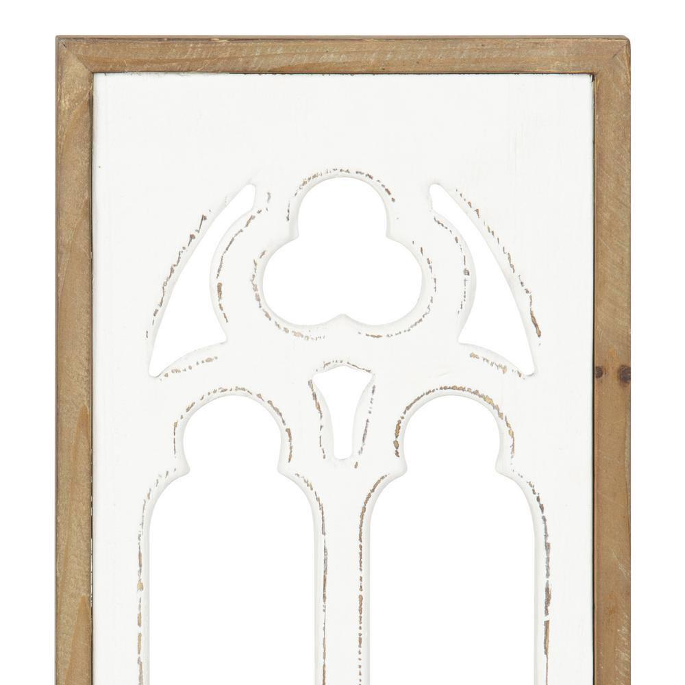 Kate and Laurel Mirabela Rectangle Wood Wall Sconce, 2 Piece, Rustic Brown and White