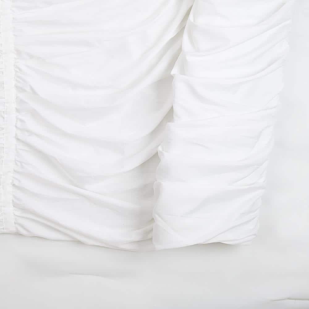 Emily Texture (White) 2-Piece Comforter Set, Ruched All Seasons Bedding, Machine Washable - Twin/Twin XL Size