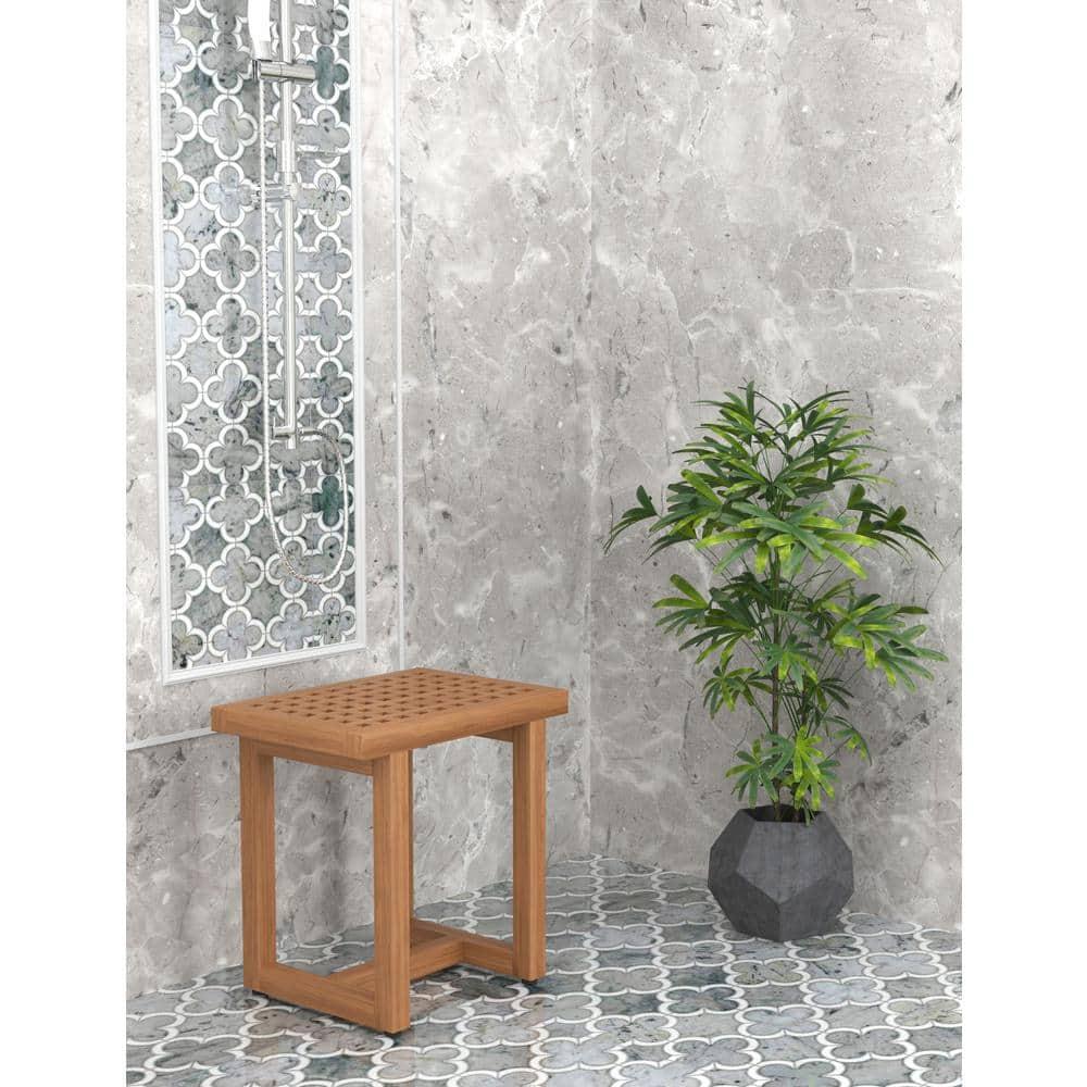 Aqua Teak Grate 17.25'' W Teak Shower Bench
