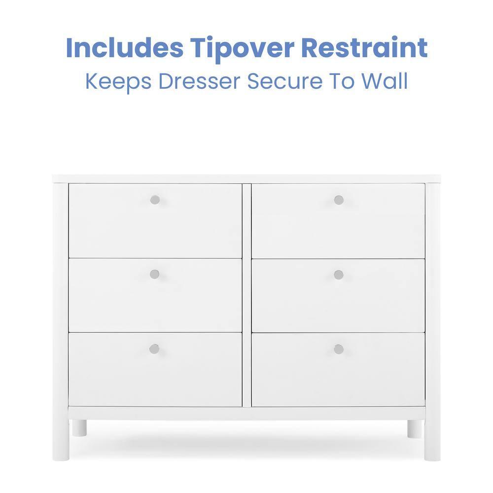 Delta Children Delta Children Brooks 6 Drawer Dresser With Interlocking Drawers (Includes 3 Sets Of Knobs – Choose From Natural, Brushed Nickel & Melted Bronze), Bianca