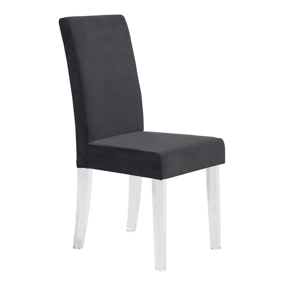 Dalia Modern and Contemporary Dining Chair in Velvet with Acrylic Legs (Set of 2)