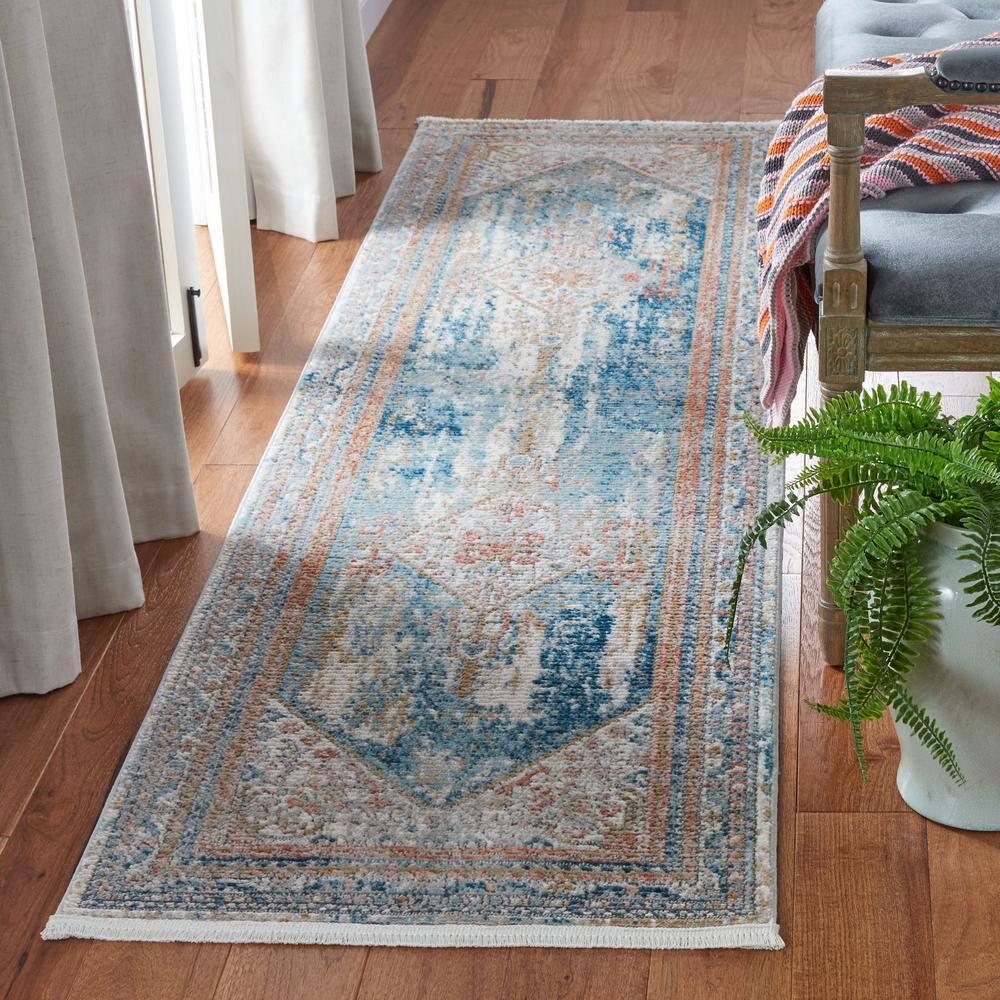 Shivan SHV725 Power Loomed Indoor Runner Rug - Blue/Grey - 2'2"x8' - Safavieh